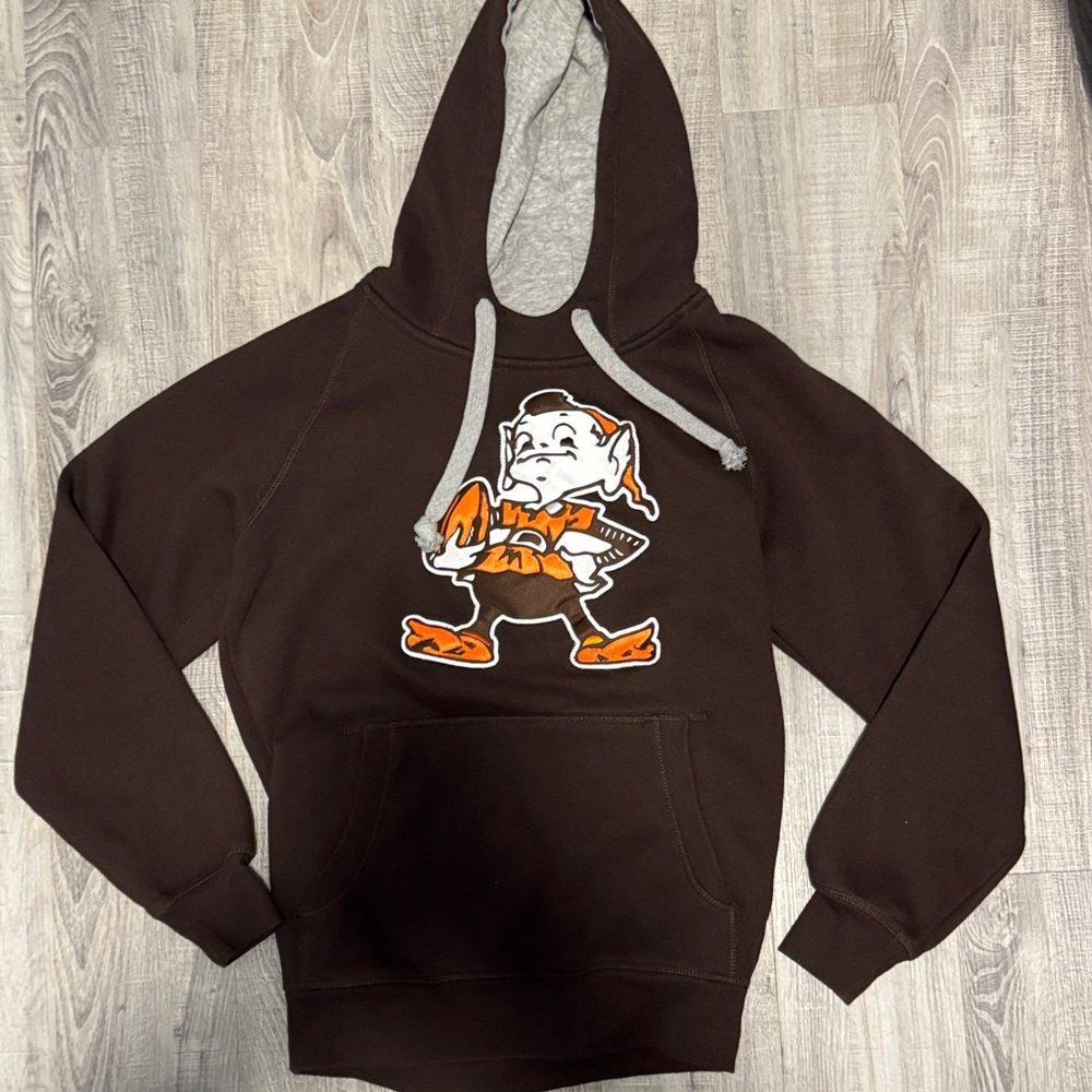 Antigua Brown Hoodie with Orange Graphic